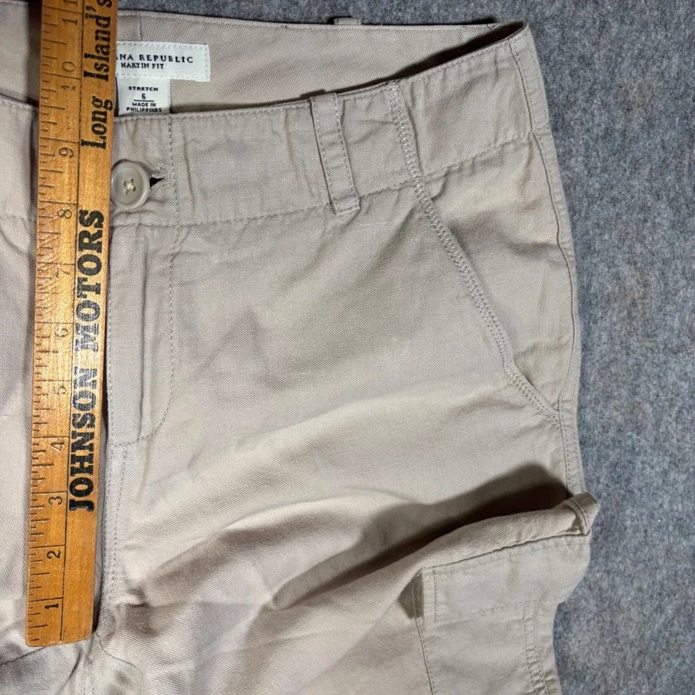 Banana Republic Cargo Capris Womens 6 Tan Linen Blend Martin Fit Cropped Pants